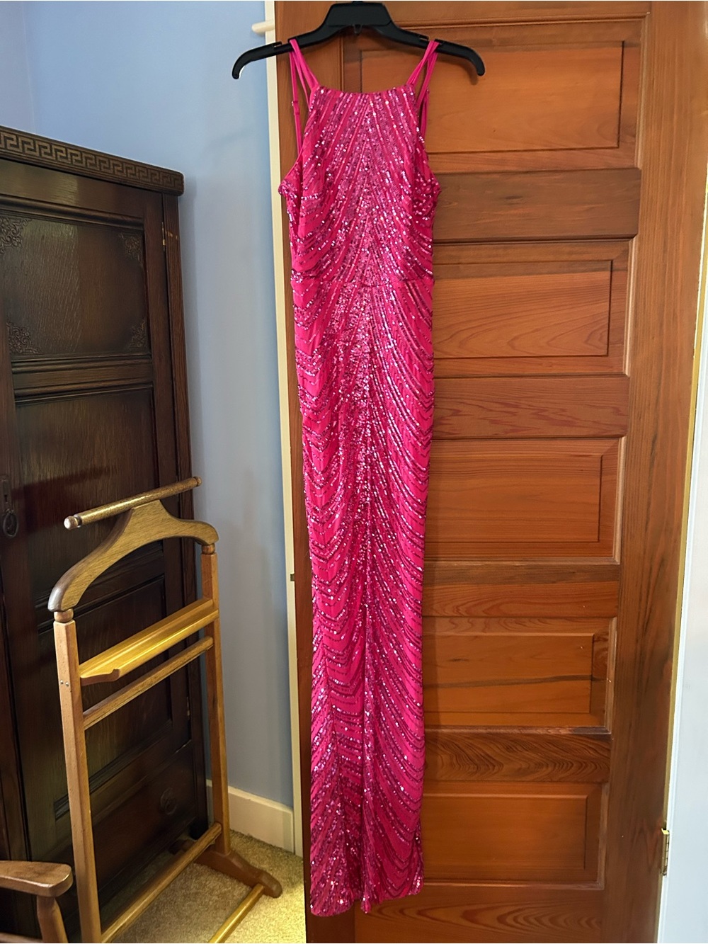 Love &Lemonade Hot Pink Sequin Maxi Dress